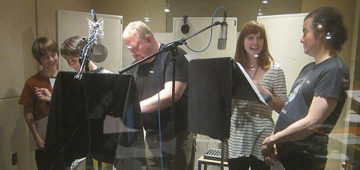 The cast of THE HOLE DIGGER between takes.